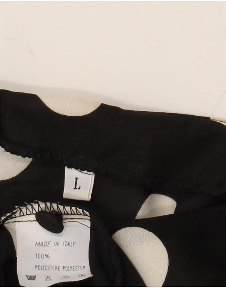 VINTAGE Femme Chemise à manches courtes Blouse UK 16 Grand Pois Noir