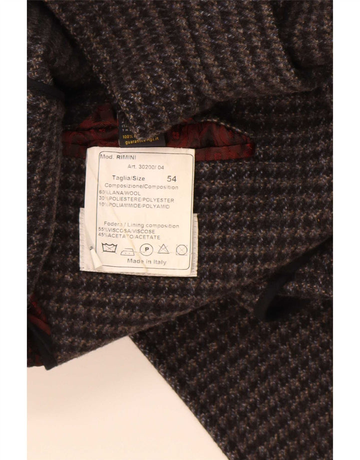 caban homme vintage IT 54 XL laine pied-de-poule gris