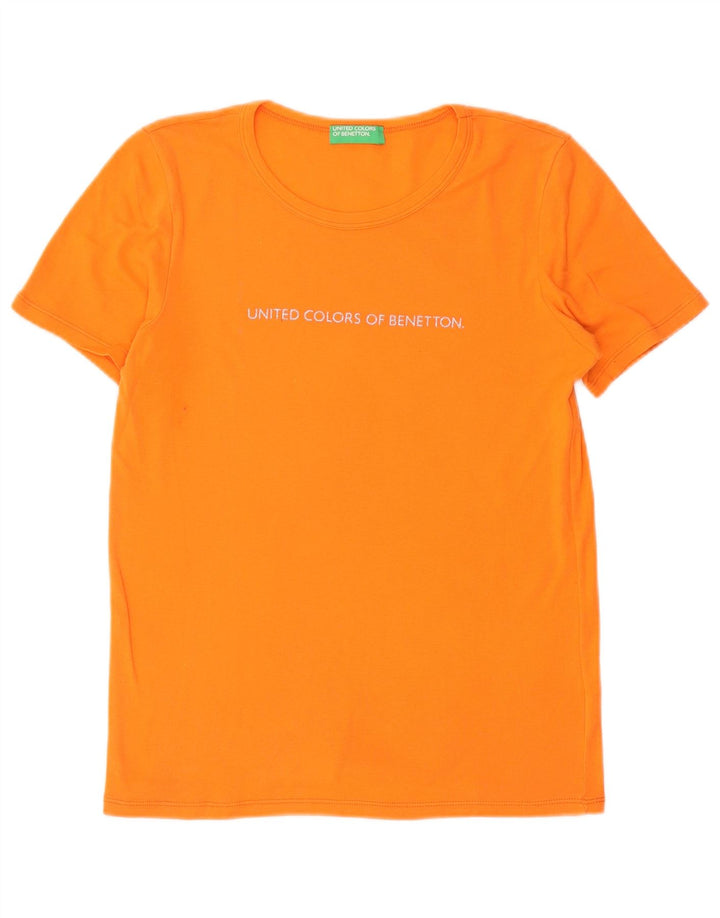 Benetton T-Shirt Graphique Femme UK 14 Orange Moyen