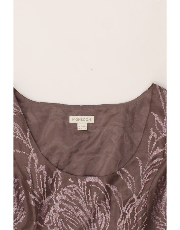 MONSOON Womens Sheath Dress UK 14 Large Grey Floral Polyester Vintage Monsoon and Second-Hand Monsoon from Messina Hembry 
