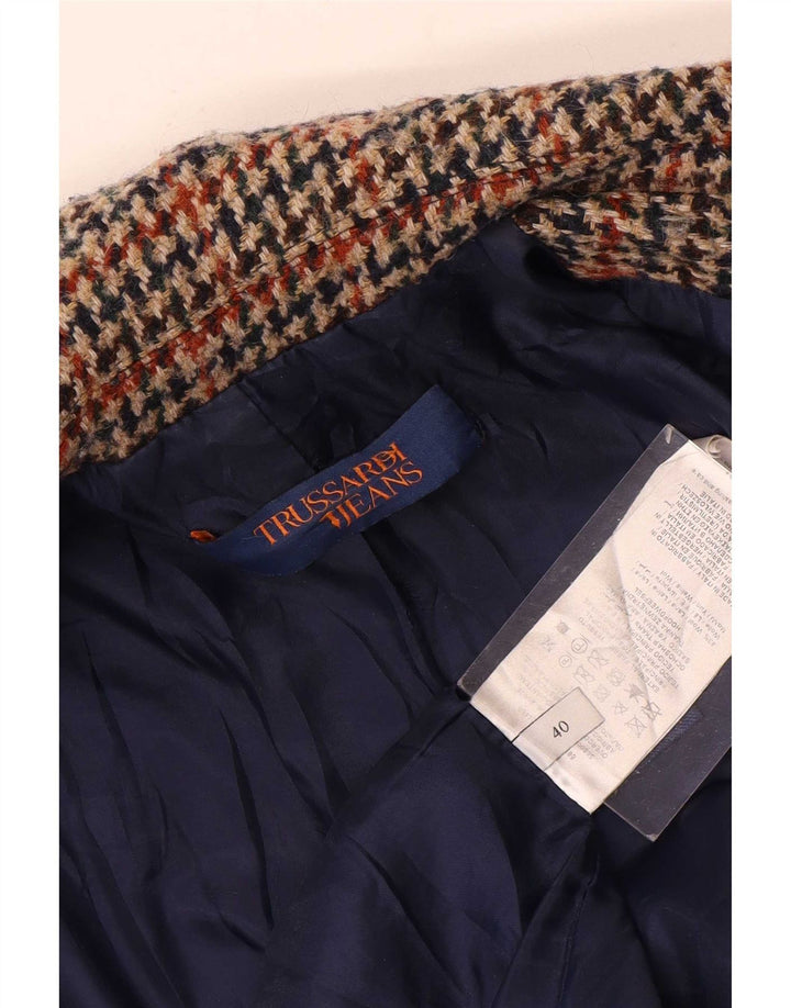 Trussardi Jeans Pardessus IT 40 Small en laine pied-de-poule multicolore |