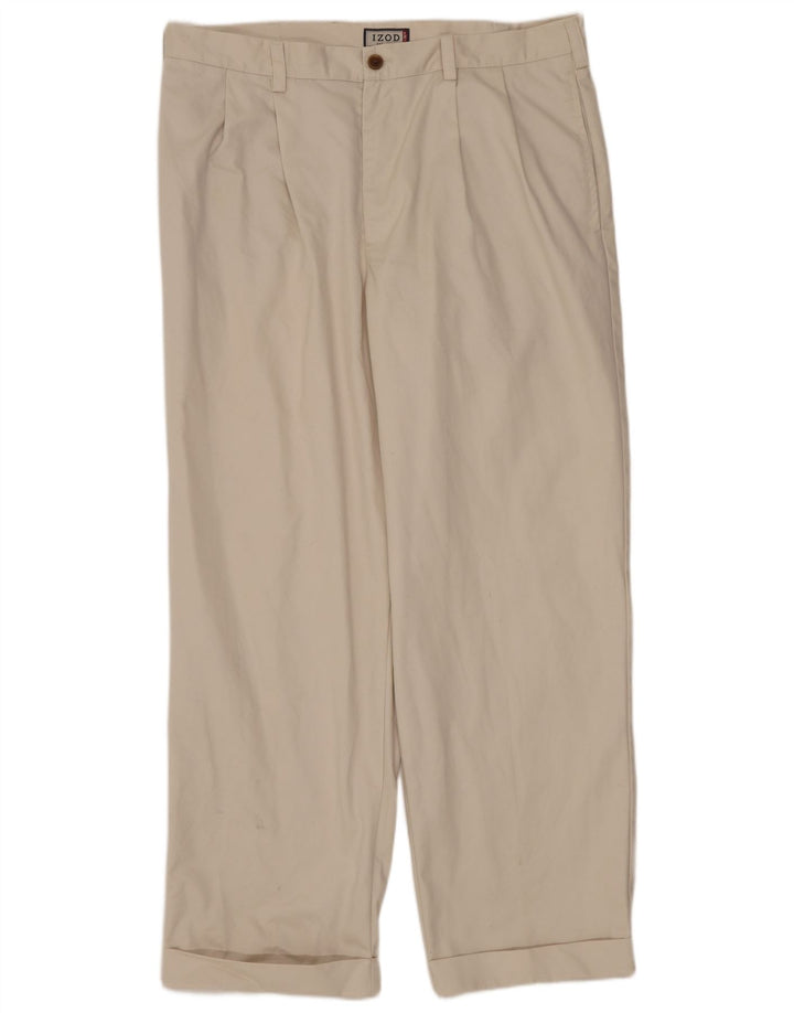 IZOD Pantalon Chino Homme W36 L32 Beige Coton