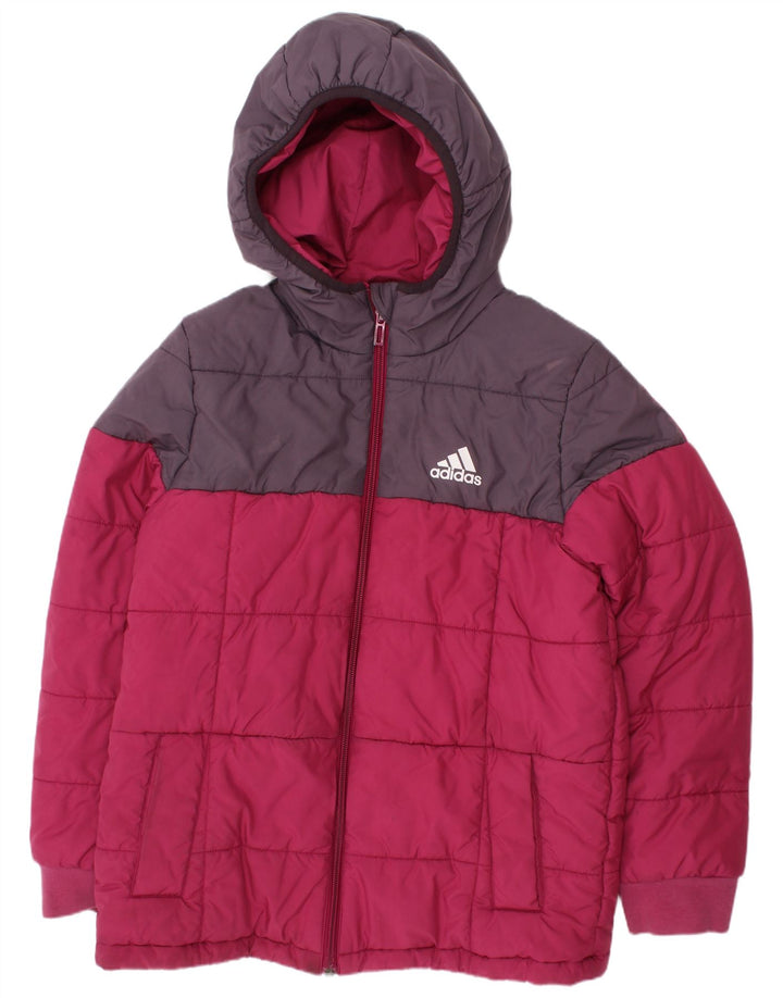 Adidas Veste matelassée à capuche pour garçon 9-10 ans Rose Colorblock Polyester