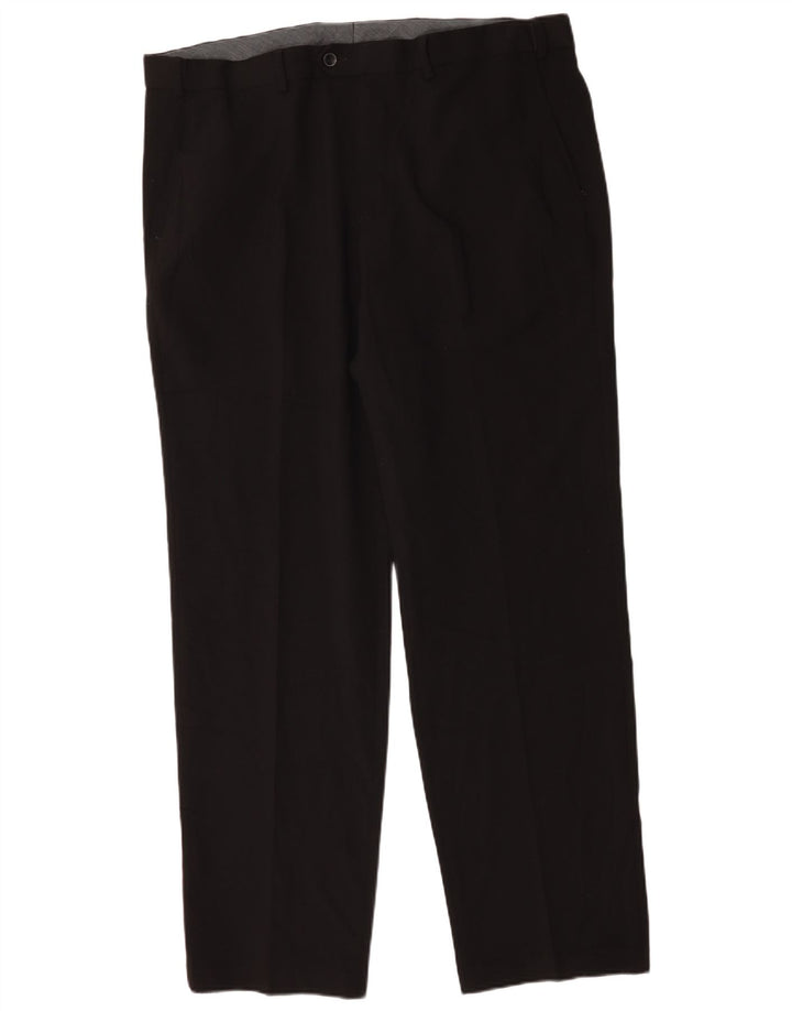 Marks & Spencer Pantalon de costume droit pour homme W42 L33 Noir Polyester