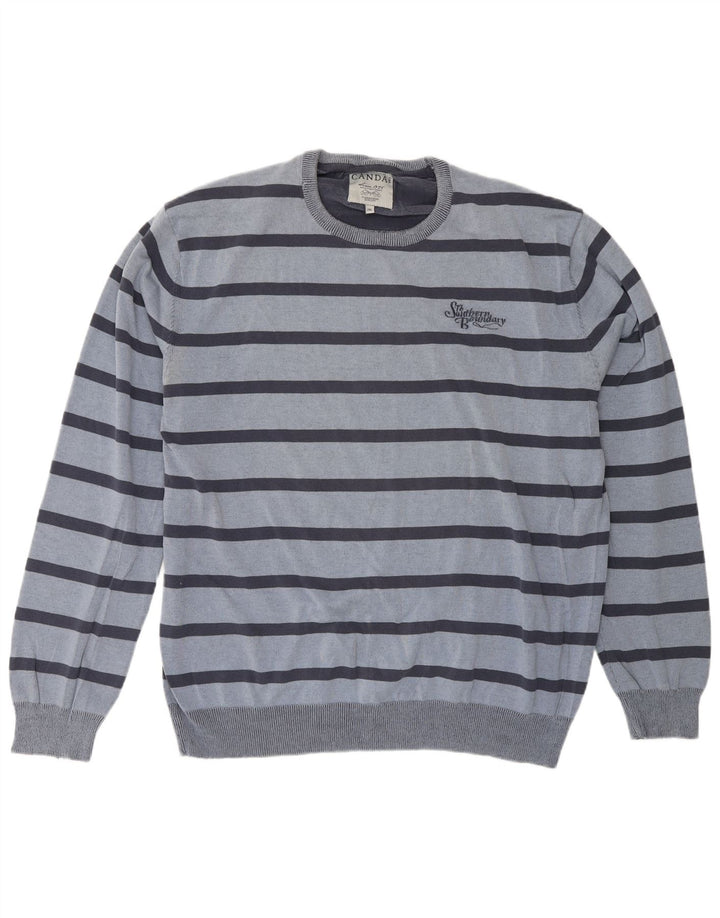 Canda Pull à col rond pour homme 2XL Bleu rayé