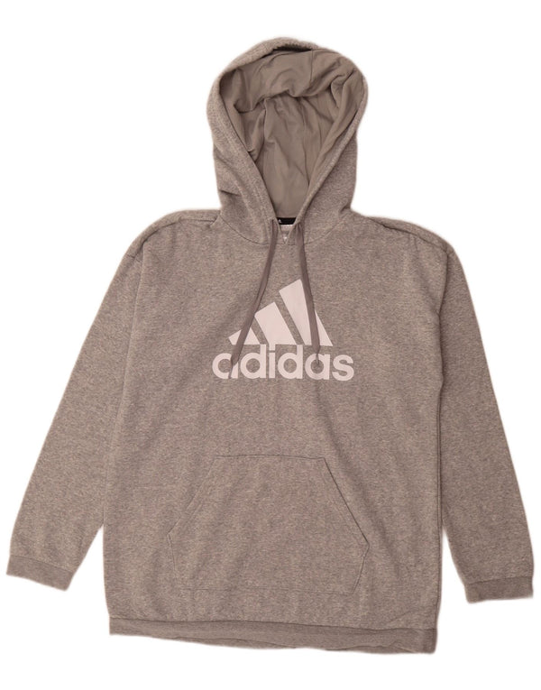 Adidas Pull à capuche surdimensionné graphique pour femme UK 8/10 Petit gris moucheté