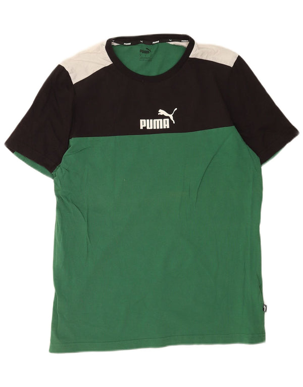 Puma T-Shirt Graphic Homme Vert Moyen Colourblock Cotton