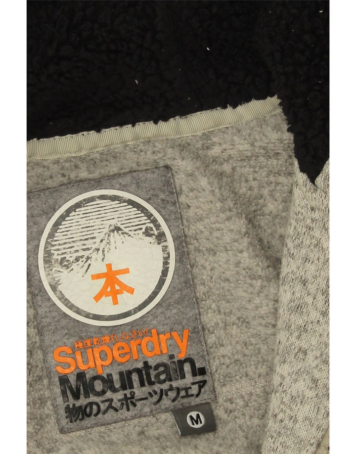 Superdry Pull à capuche zippé pour femme UK 14 Polyester moucheté gris moyen