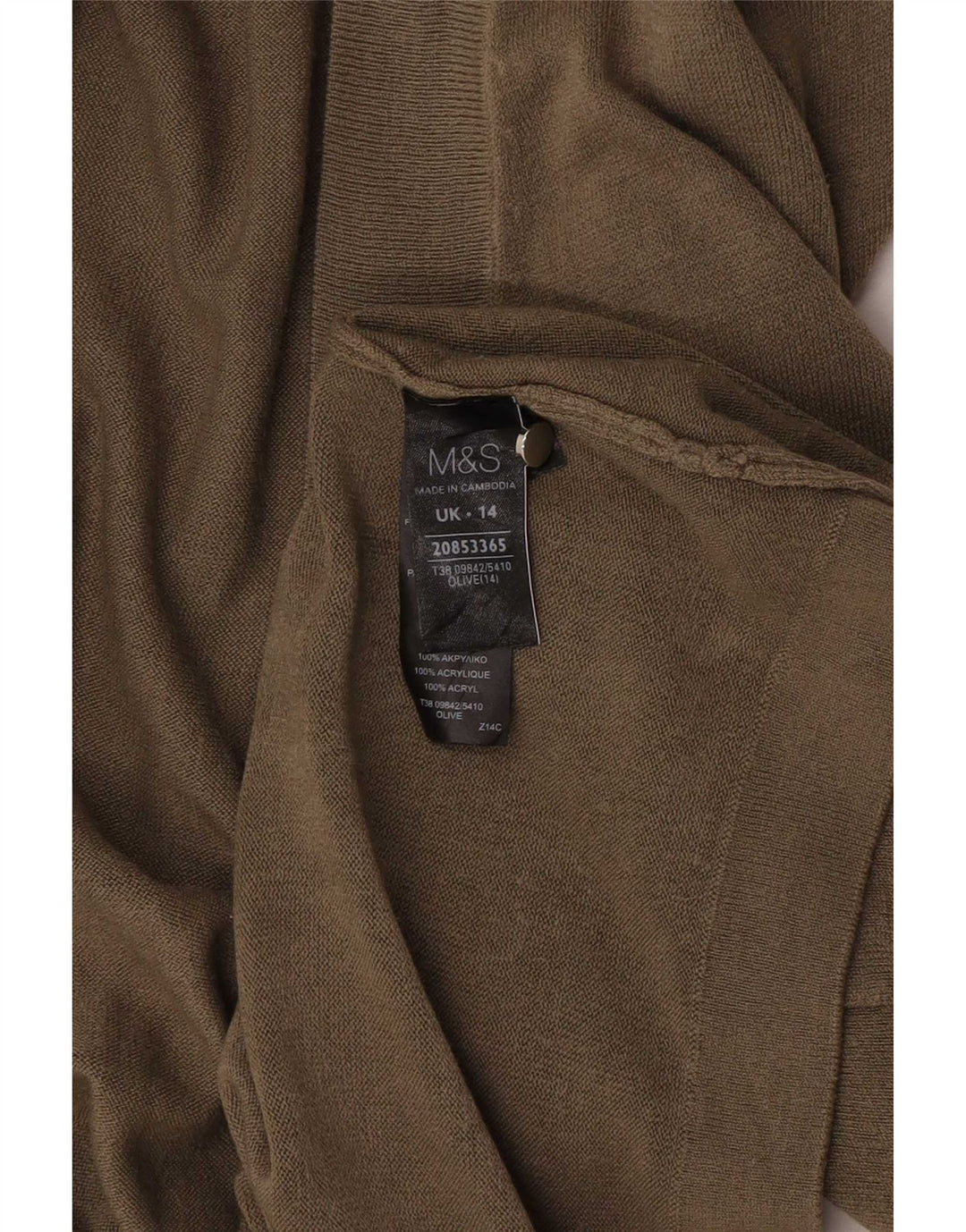 Marks & Spencer Pull cardigan ouvert long pour femme UK 14 Kaki moyen