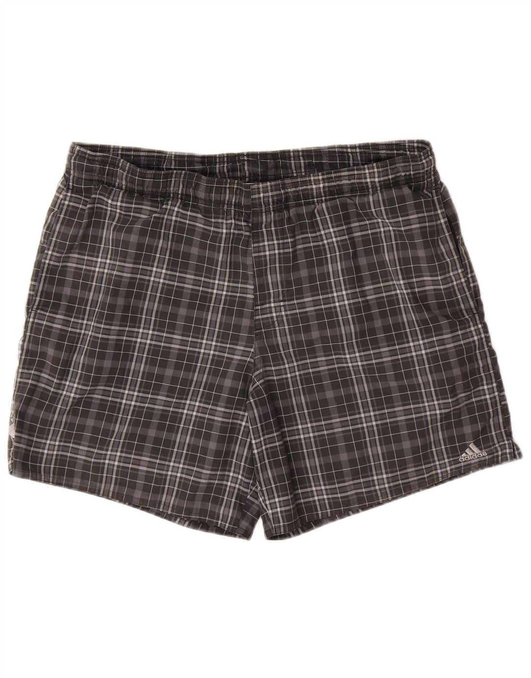 Adidas Short de bain homme gris moyen à carreaux en polyester