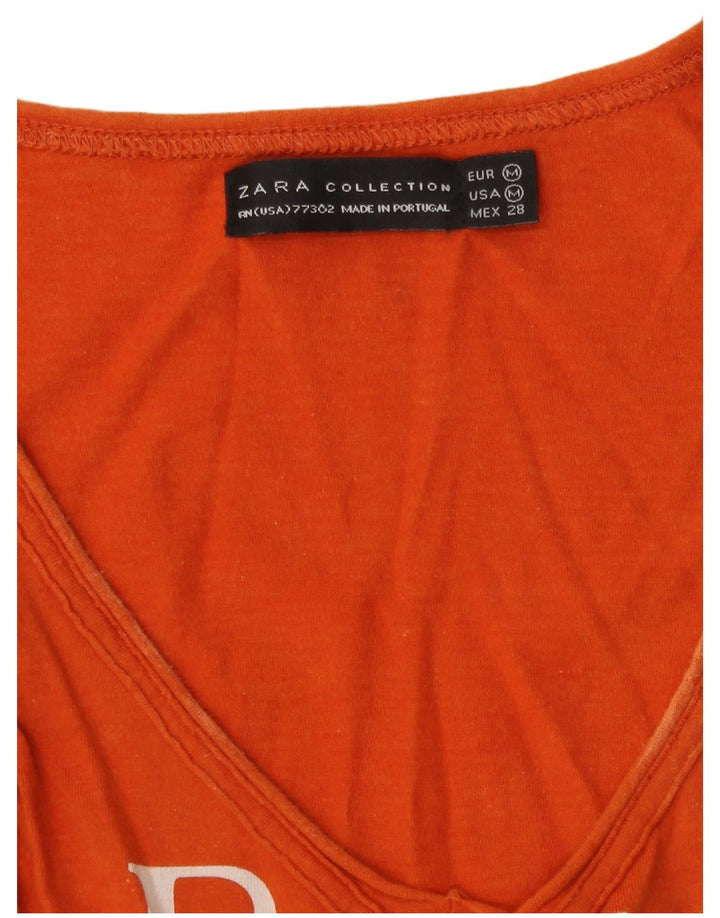 Zara Womens Graphic Débardeur UK 12 Medium Orange Floral