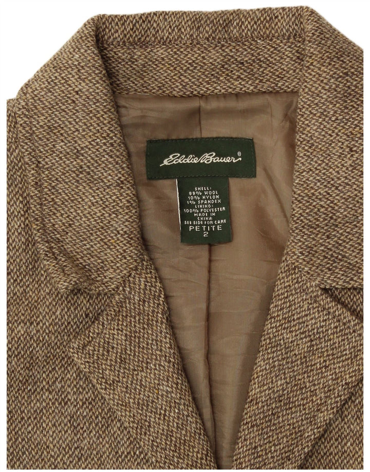 EDDIE BAUER Veste blazer à 3 boutons pour femme Petite US 2 XS Beige moucheté