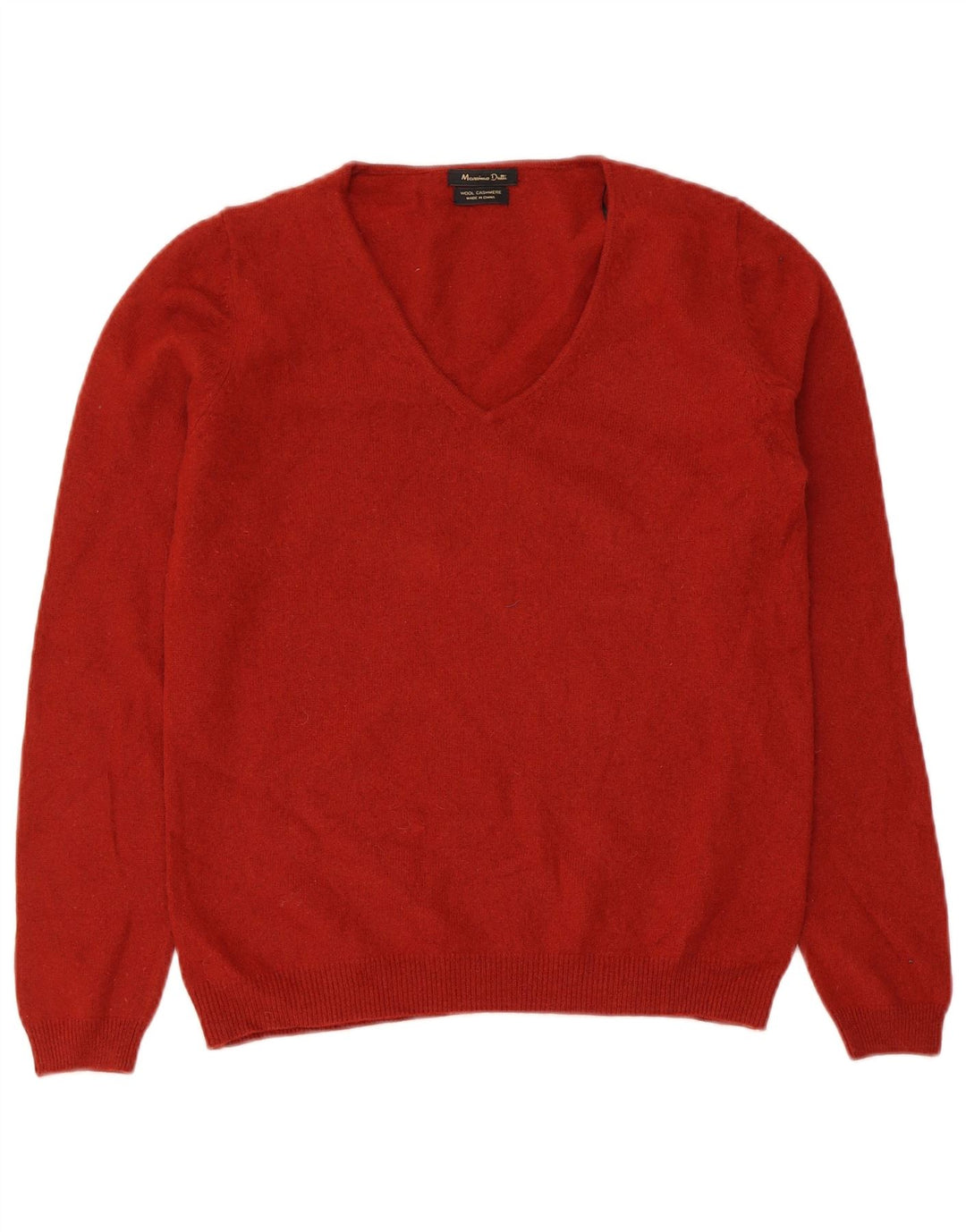 MASSIMO DUTTI Pull col en V pour femme UK 14 Grande laine rouge