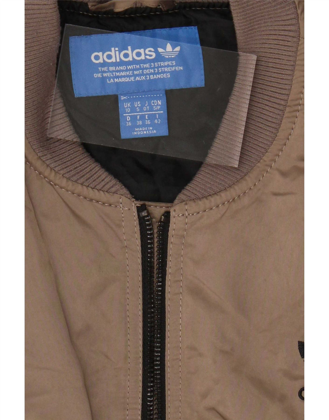 Adidas Veste matelassée surdimensionnée graphique pour femme UK 10 Petit Marron Polyester