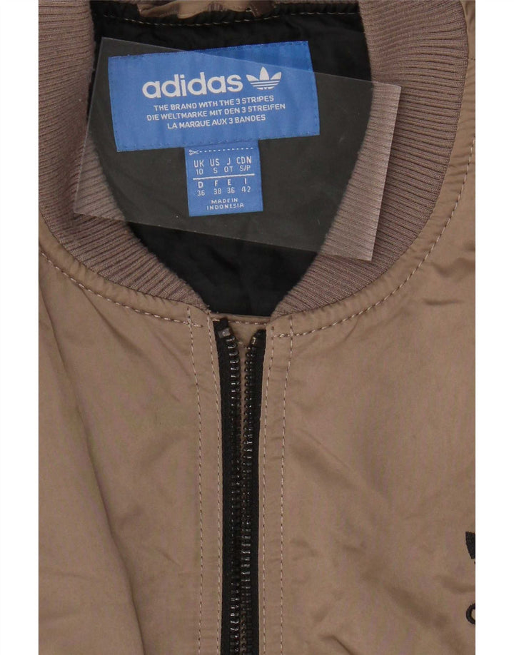Adidas Veste matelassée surdimensionnée graphique pour femme UK 10 Petit Marron Polyester