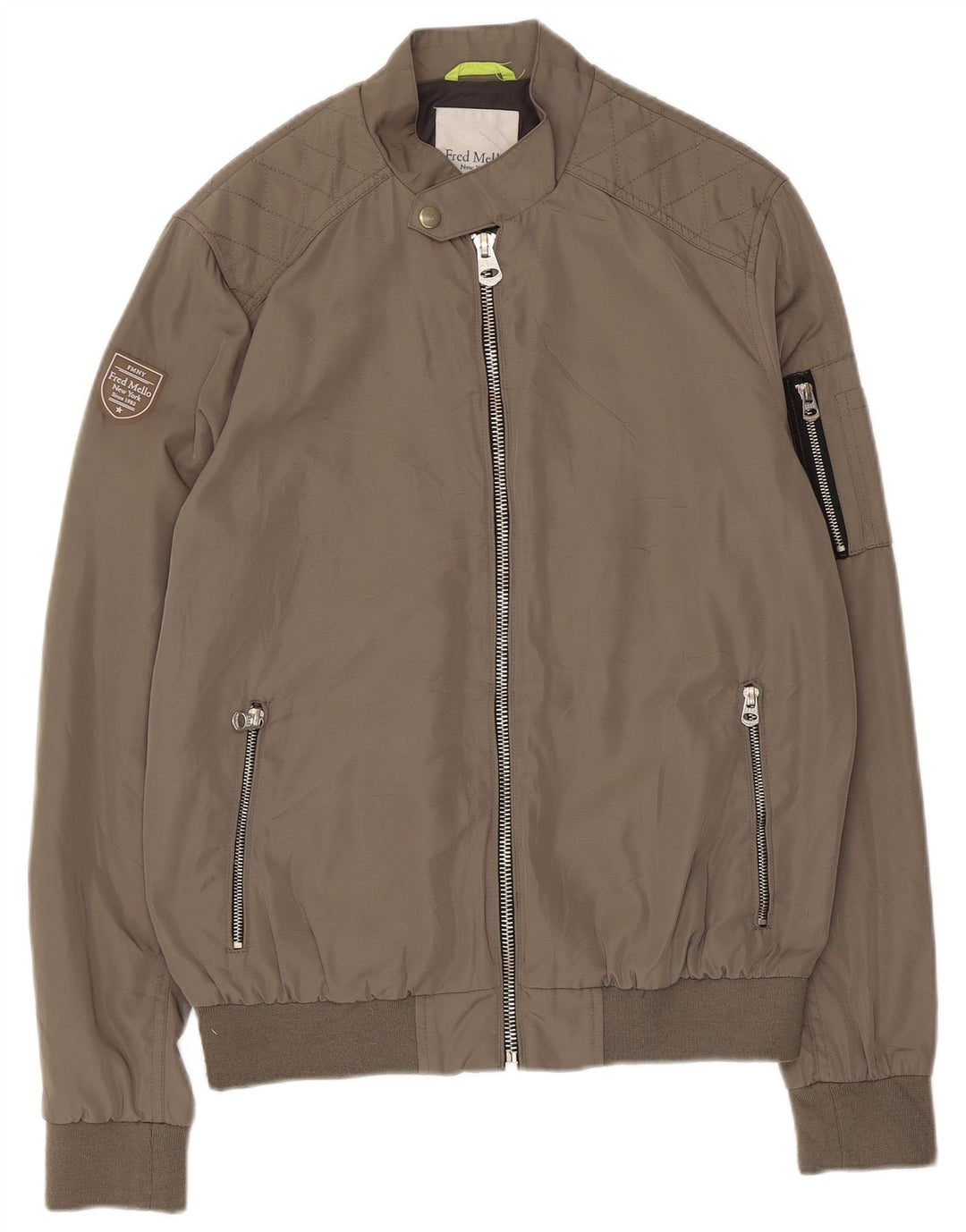 Fred Mello Veste Bomber Homme UK 38 Gris Moyen Polyamide