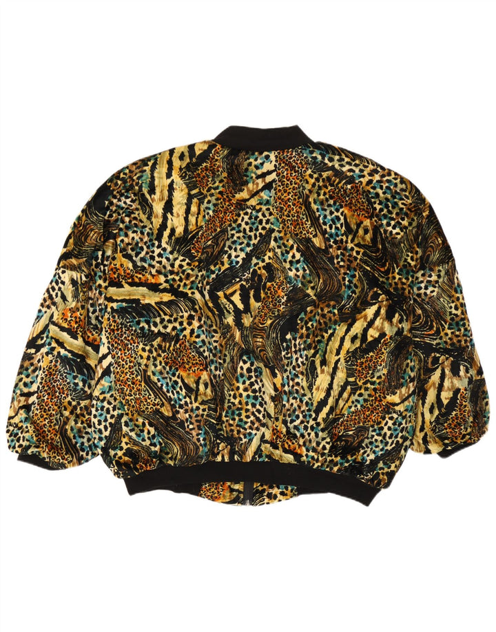 veste bomber femme vintage UK 14 imprimé animal multicolore moyen