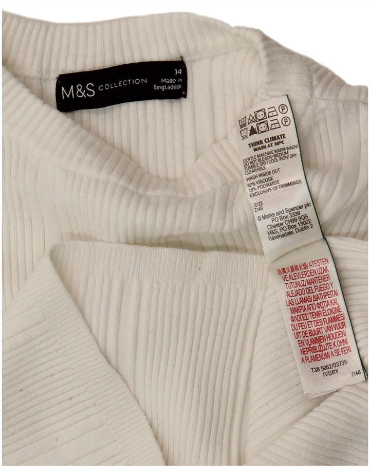 Marks & Spencer Haut court à manches longues pour femme UK 44 Viscose blanc moyen