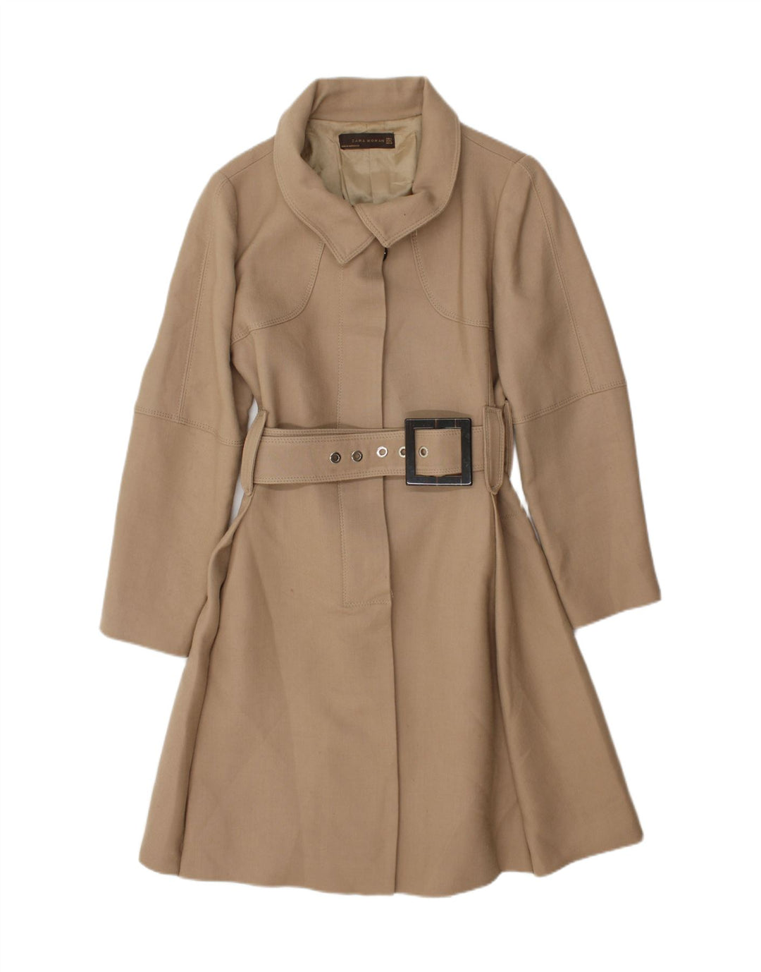 Zara Femme Pardessus UK 14 Grande Laine Beige