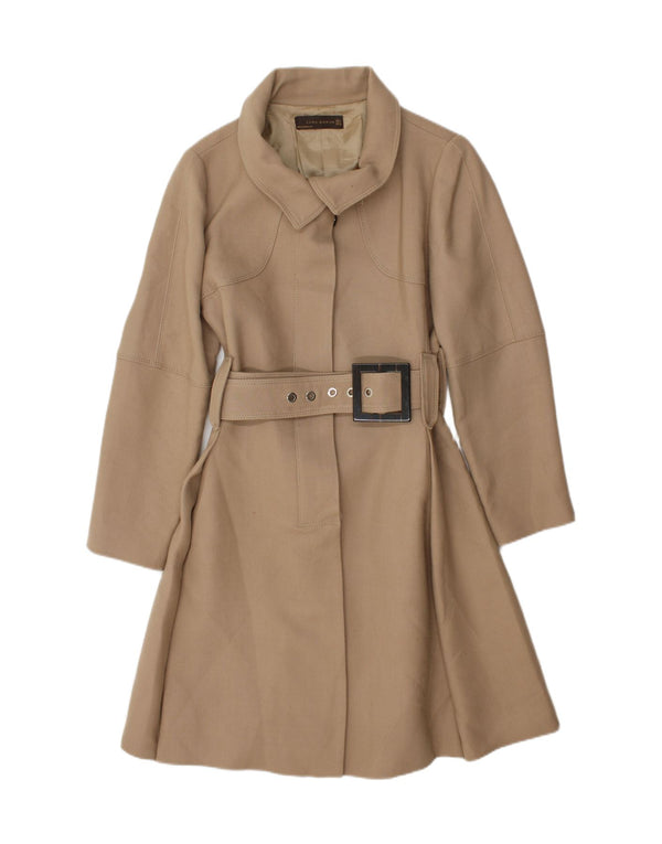 Zara Womens Overcoat UK 14 Large Beige Wool