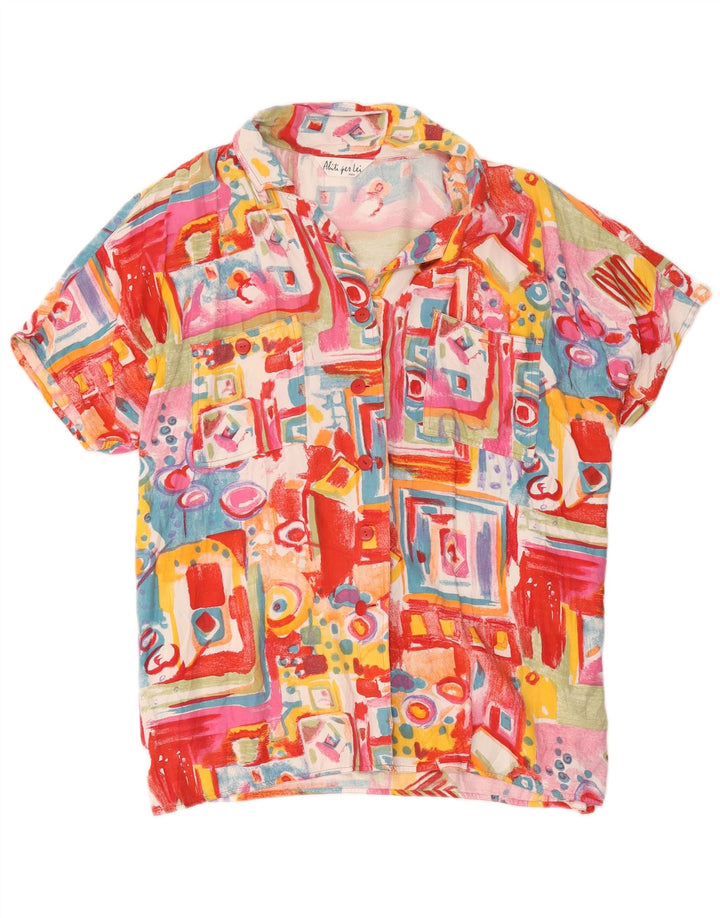 chemise à manches courtes femme vintage IT 46 Grand patchwork multicolore