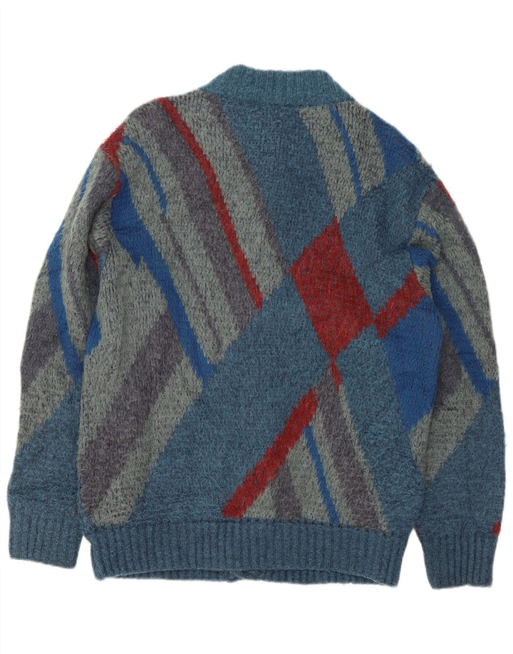 Maglificio Pull Cardigan Homme IT 48 Acrylique Géométrique Bleu Moyen