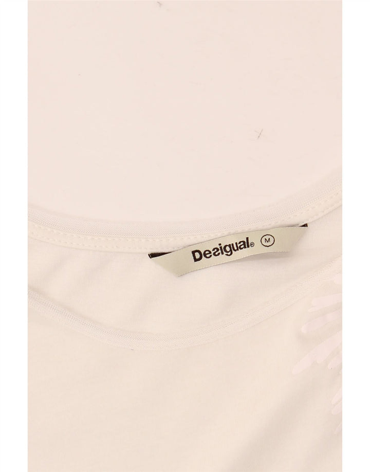 DESIGUAL Chemisier graphique pour femme UK 12 Medium Blanc Géométrique
