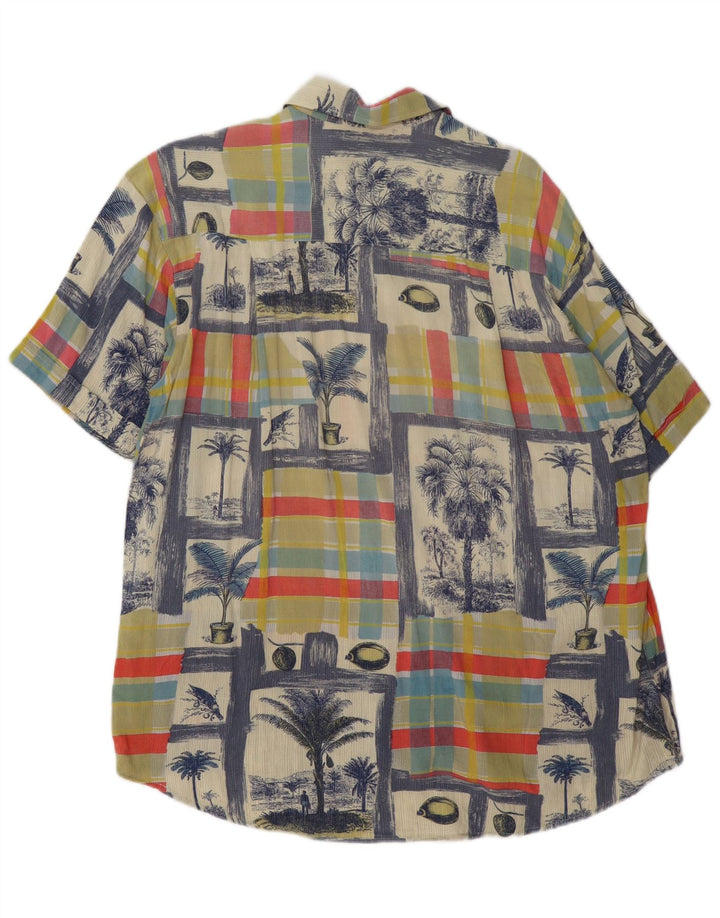 chemise à manches courtes vintage pour hommes grand patchwork multicolore