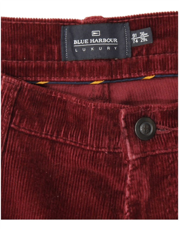 MARKS & SPENCER Pantalon en Velours Côtelé Blue Harbor Homme W36 L29 Bordeaux