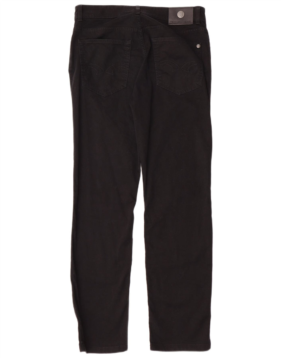TRUSSARDI Pantalon décontracté droit pour homme W32 L30 Noir Coton