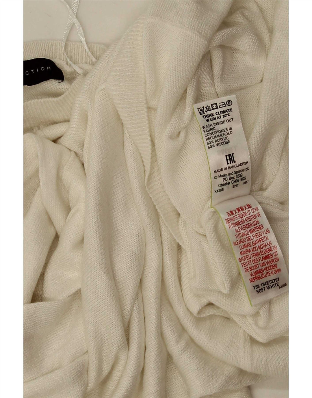 Marks & Spencer Pull surdimensionné à col rond pour femme UK 10 Petit Blanc