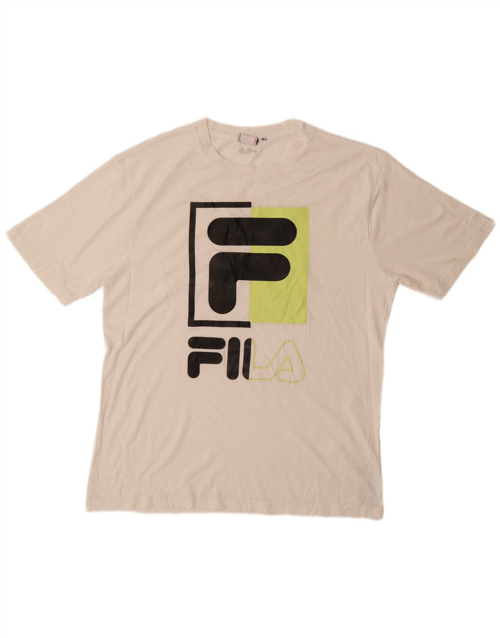 Fila T-Shirt Graphique Homme Blanc Moyen Coton