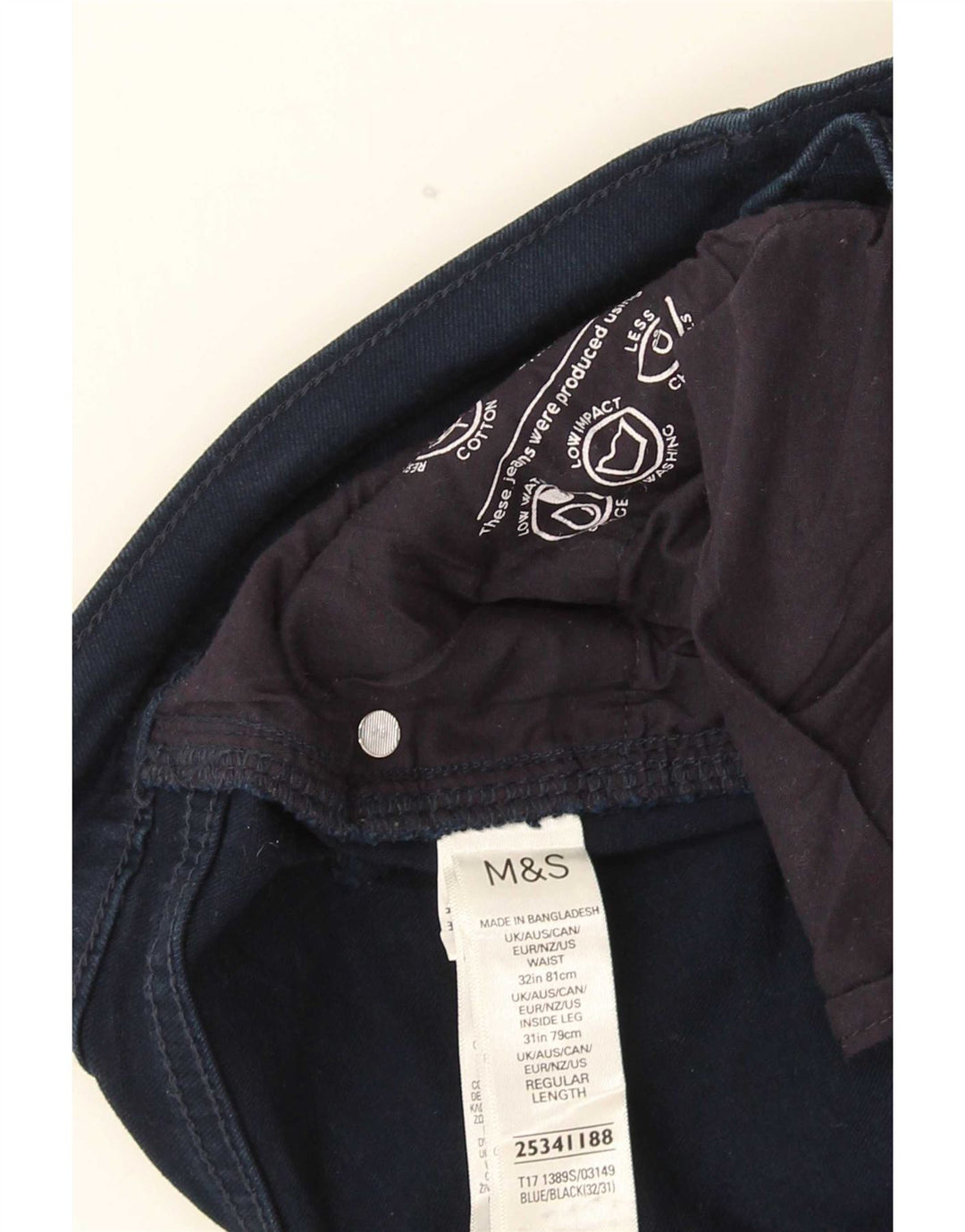 Marks & Spencer Jean Slim Homme W32 L31 Bleu Coton
