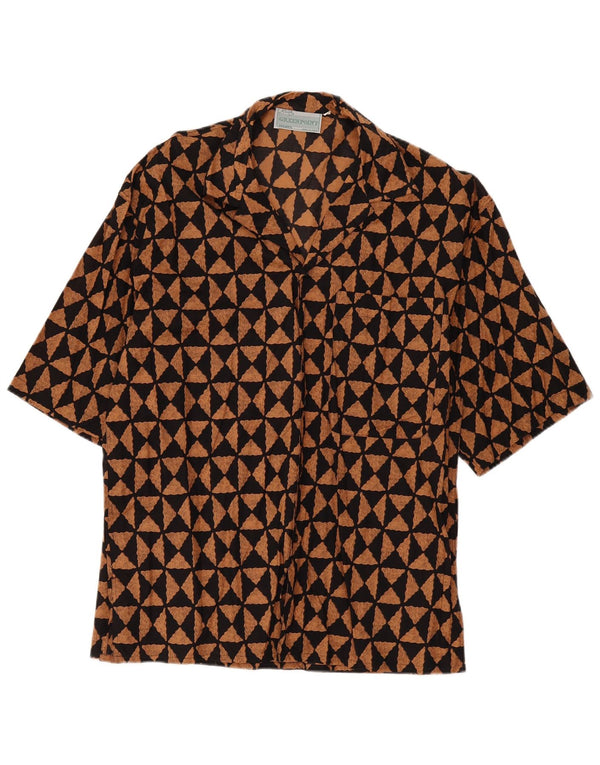 Chemise à manches courtes Vintage pour hommes, coton géométrique noir moyen