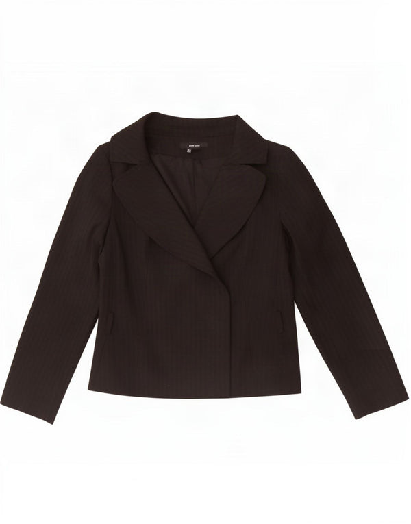 Zara Femme Blazer Veste UK 14 Grand Noir Rayé Polyester