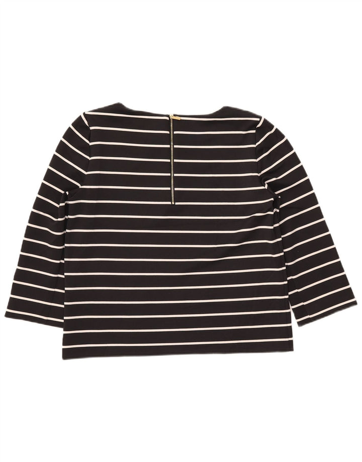 CALVIN KLEIN Haut Femme Manches 3/4 UK 14 Moyen Noir Rayé Polyester