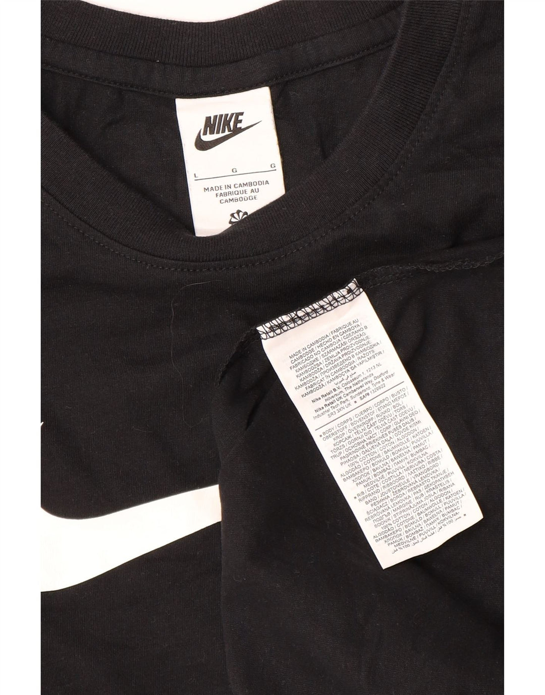 Nike T-shirt graphique pour homme en coton noir Taille L