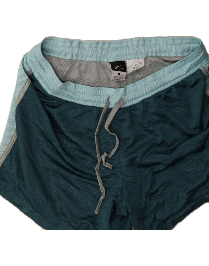 NIKE Womens Dri Fit Sport Shorts UK 14 Large  Green Polyester Vintage Nike and Second-Hand Nike from Messina Hembry 