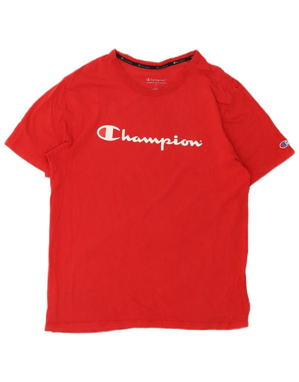 Champion T-Shirt Graphique Homme Rouge Moyen Coton