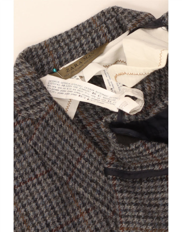 Zara Veste blazer à 2 boutons pour homme EU 48 en laine pied-de-poule gris moyen