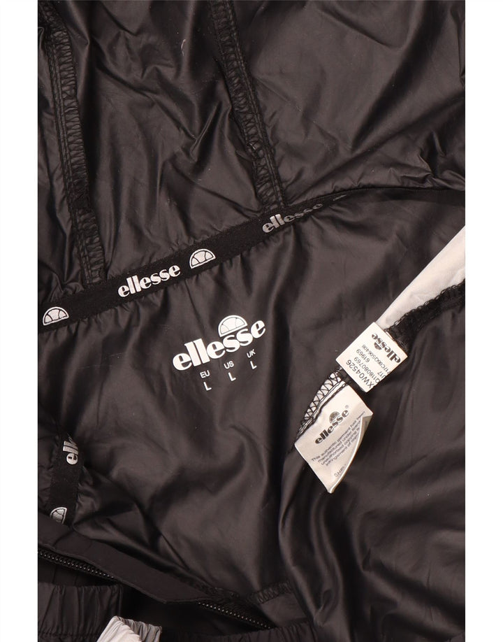 ELLESSE Veste anorak à capuche graphique pour homme UK 40 Large Black Colourblock