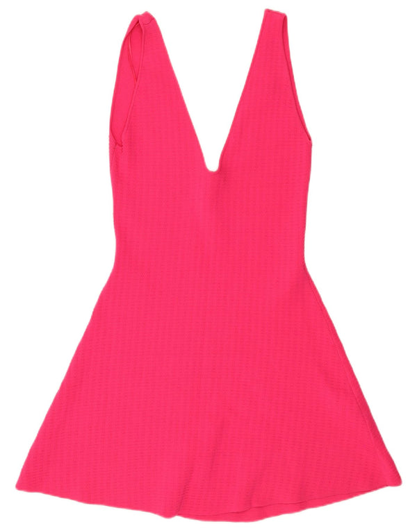 Zara Robe trapèze sans manches pour femme UK 12 Viscose rose moyen