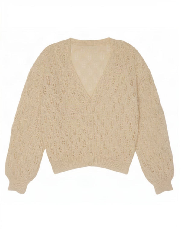 vintage Femmes Voir à travers Cardigan Pull UK 20 2XL Off White