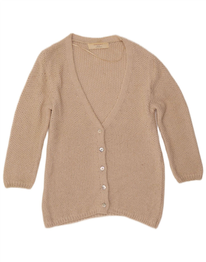 ZARA Femme Cardigan à manches 3/4 Pull UK 12 Beige moyen