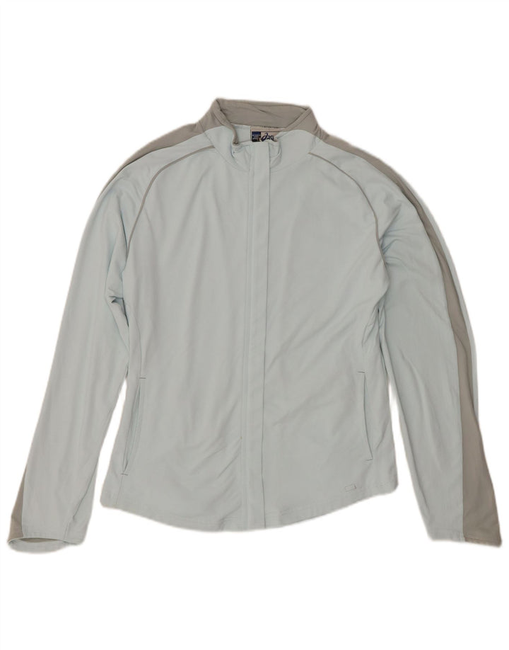 Asics Veste de survêtement pour femme UK 14 Large Bleu Colorblock Polyamide