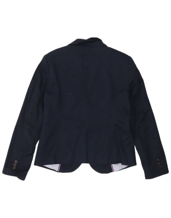 Zara Veste Blazer 1 Bouton Femme UK 18 XL Bleu Marine Coton