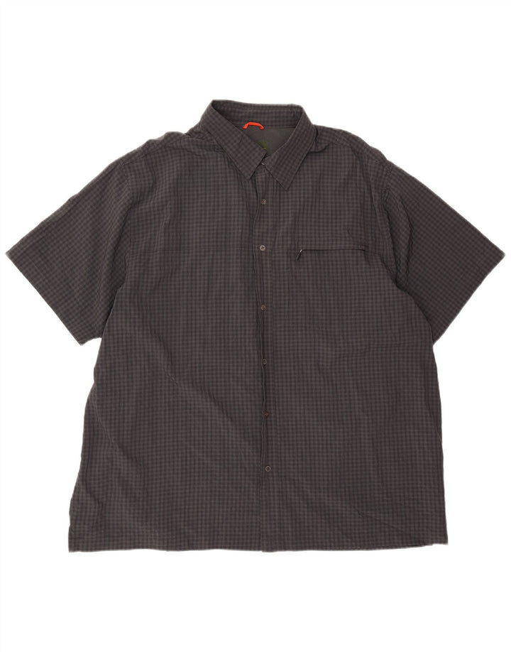 EDDIE BAUER Chemise à manches courtes pour hommes 2XL Gris à carreaux Polyester