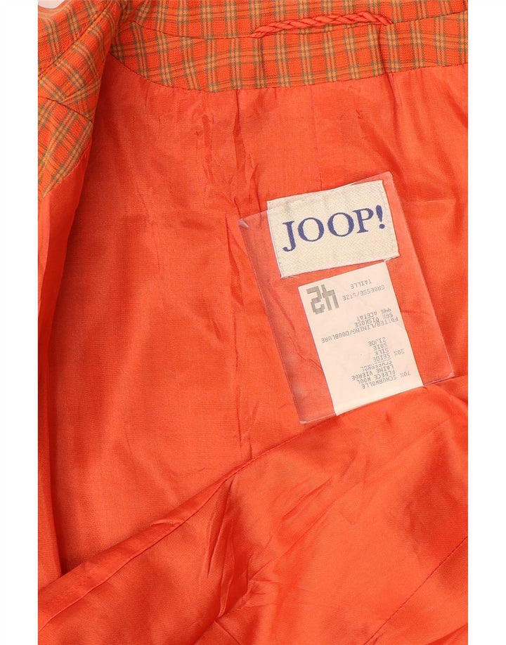 JOOP Veste blazer longue à 4 boutons pour femme EU 42 en laine à carreaux orange