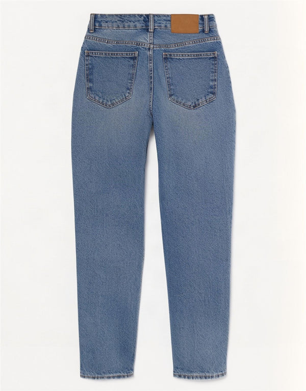 Zara Jean taille haute en détresse pour femme EU 36 XS W26 L25 Bleu Coton