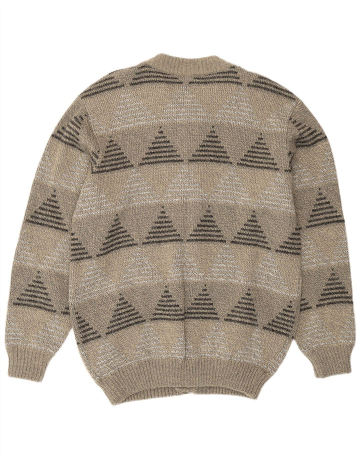 Rinaldi Cardigan Homme Pull Large Gris Géométrique Laine